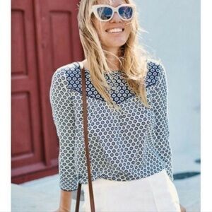 Boden Natasha Blue and White Star Pattern Top